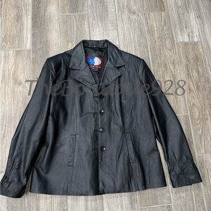 Lobi Lobi Black Genuine Leather Full Zip Lined Jacket Size XL Black